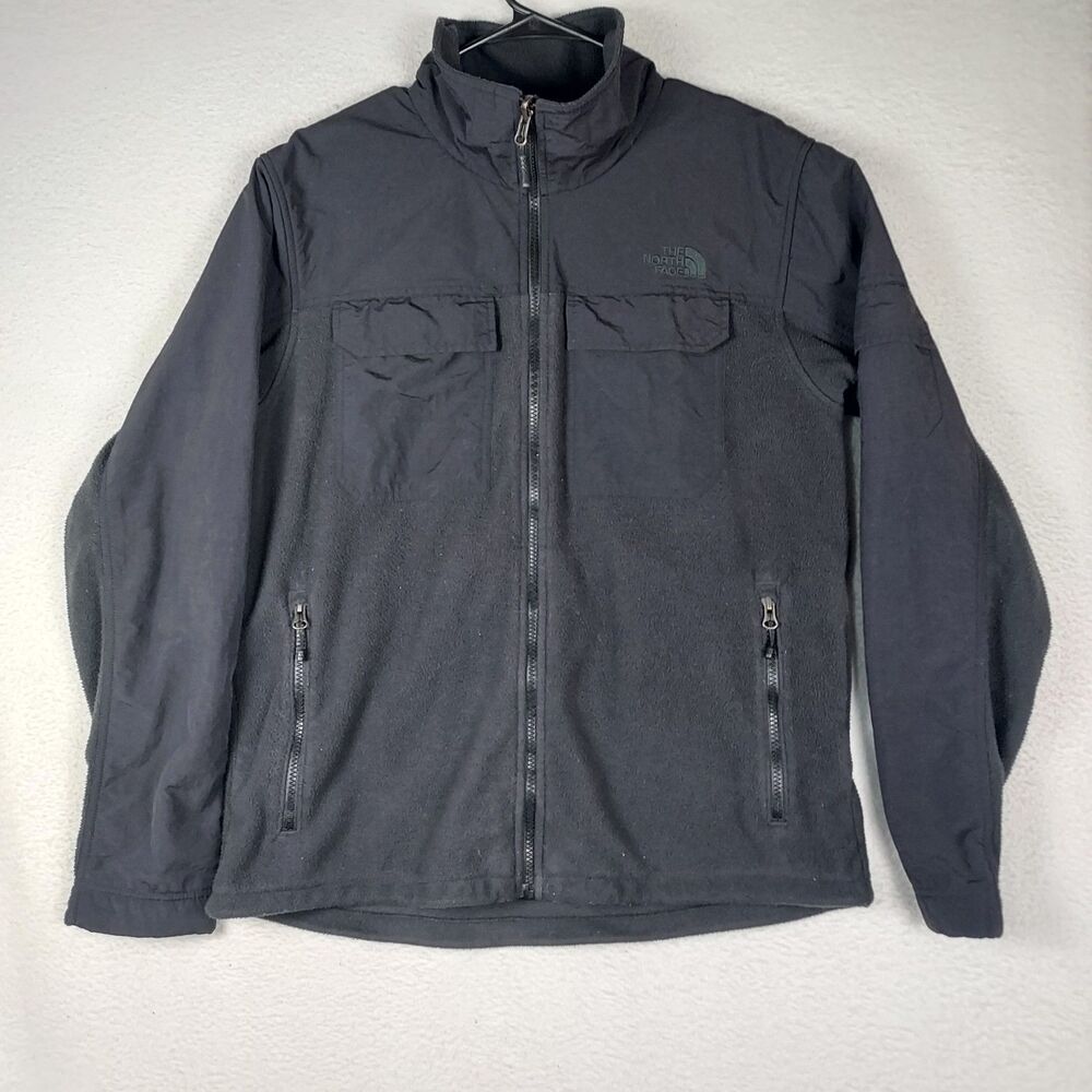 The North Face Fleece Jacket Mens Medium Black Full Zip Outdoor Pockets